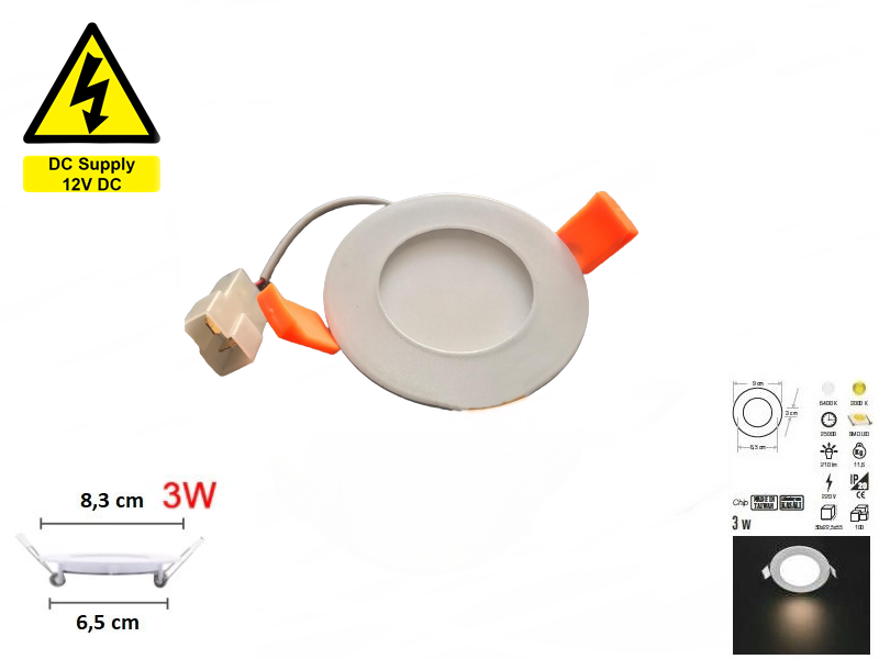 12 VDC 3 W Led Spot Lamba